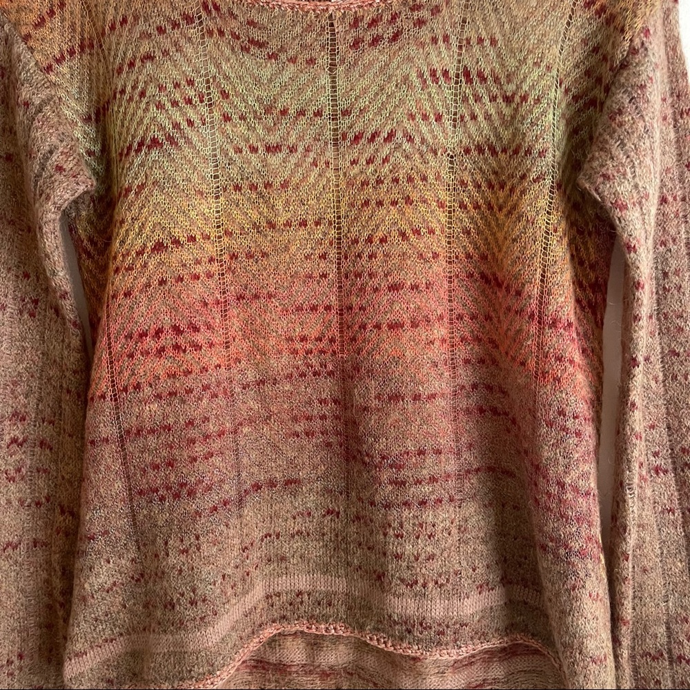 Free People Crochet Back Rust Colored Patterned Mohair Blend Pullover Sweater - Picture 6 of 7